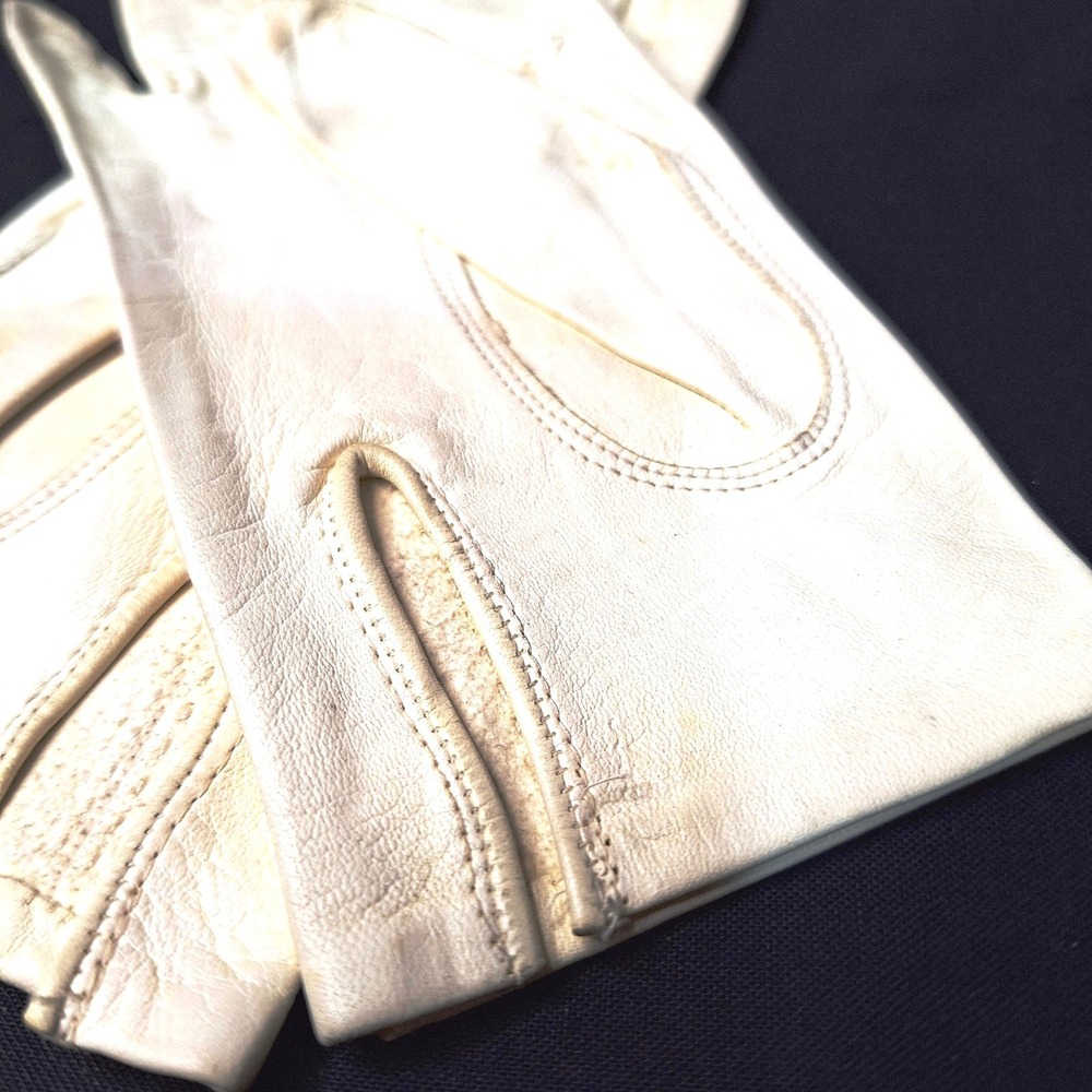 Vintage Ladies' White Leather Gloves‎ Size 6-1/2  Made in Italy - Picture 4 of 8
